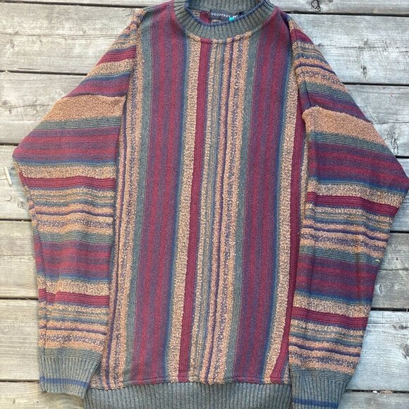 Vintage 90s Geoffery Beene Coogi Style Knit Sweater XL - Picture 5 of 6